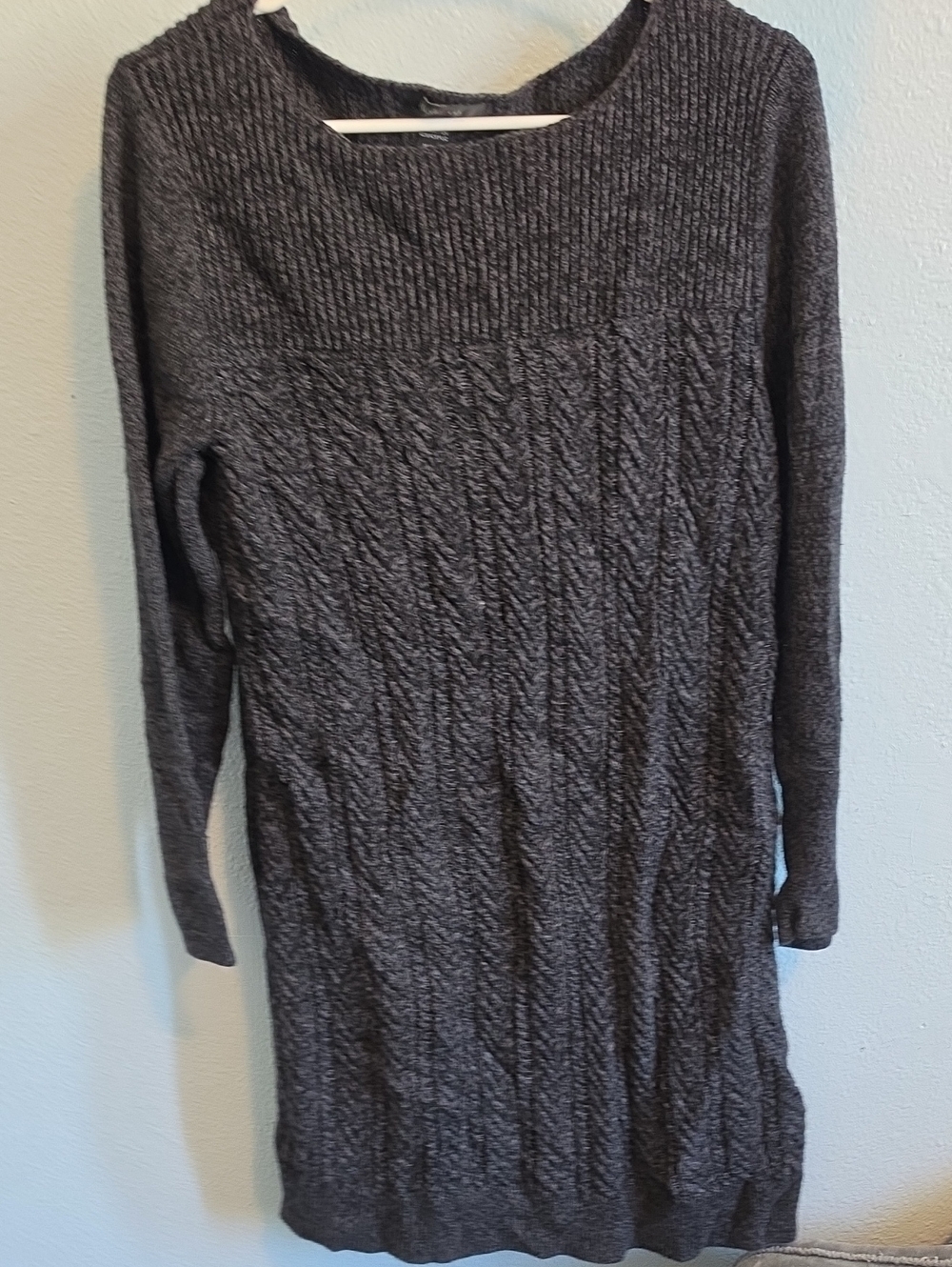 Style & Co. Charcoal Cable Knit Long Sleeve Sweater Dress